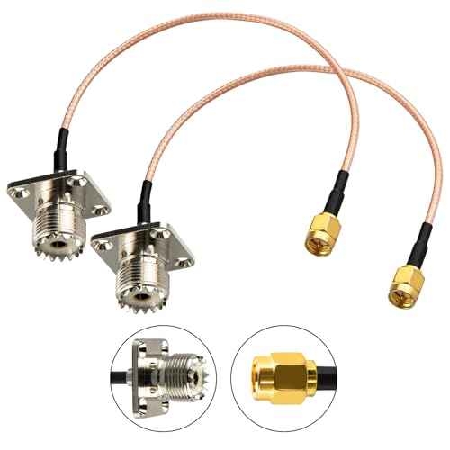 URCIANOW 2 Pack SMA Male to UHF Female SO239 4-Hole Socket Panel Chassis Mount 20cm RG316 Coaxial Cable 50 Ohm RF Antenna Jumper Pigtail for Ham Radio, Transceiver, Signal Transmission von urcianow