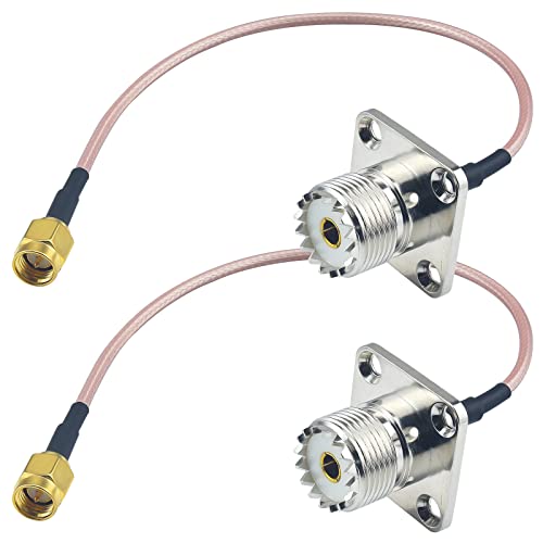 URCIANOW 2 Pack SMA Male to UHF Female SO239 4-Hole Socket Panel Chassis Mount 20cm RG316 Coaxial Cable 50 Ohm RF Antenna Jumper Pigtail for Ham Radio, Transceiver, Signal Transmission von urcianow