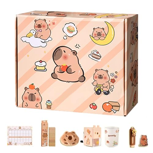 usefulbeauty Capybara Schulsachen | Capybara Stifteetui für Kinder,Schulbedarf Für Und Mädchen Enthält Notizbücher Stifte Haftnotizen Aufkleber Usw von usefulbeauty