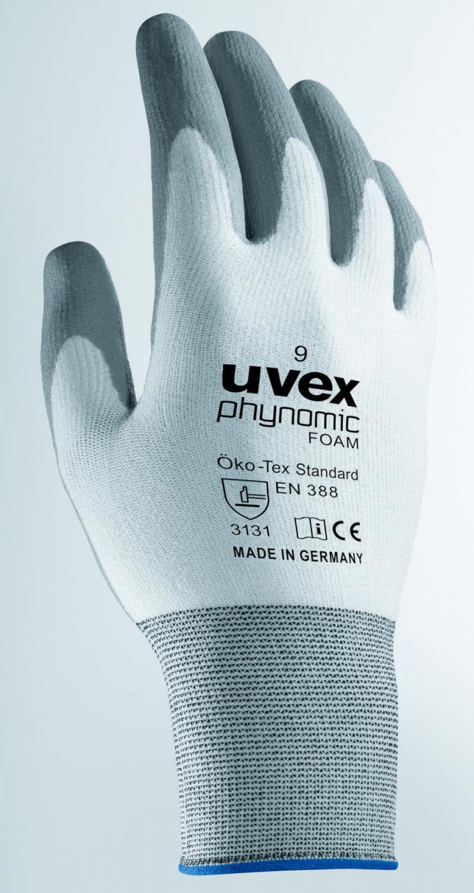 uvex Arbeitshandschuhe weiß, grau phynomic FOAM von uvex