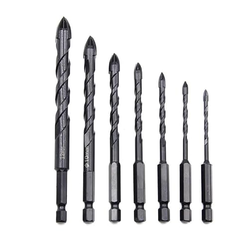 7 Stücke 3-12mm Kreuzsechskantbohrer for Glaskeramik Beton Lochöffner Ziegel Hartlegierung Dreieck Bit Werkzeug Metallbohrer von uvmgmync