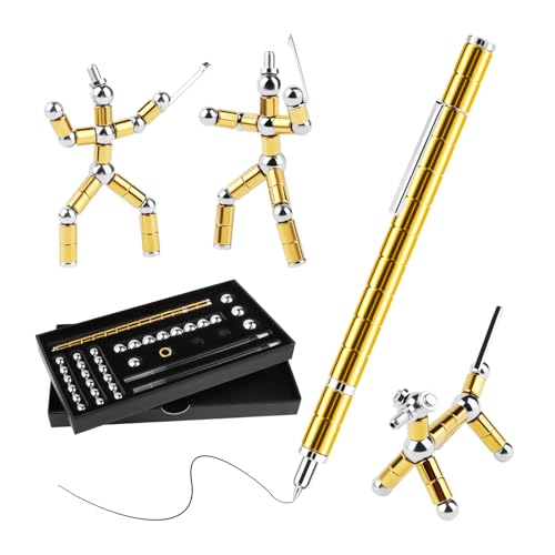 uwobefo Kugelschreiber, Fidget Pen, Geschenk Lustig Multifunktions M'a'g'n'e't -ischer M'a'g'n'e't -stift mit Stylus Stift voll Kreativität Geschenk Farbe: Gold (L) von uwobefo