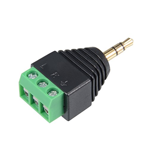 Sourcingmap 3,5 mm (1/8 Zoll) Stereo-Audio-Stecker auf AV-3-Schrauben-Terminal-Buchse. von uxcell