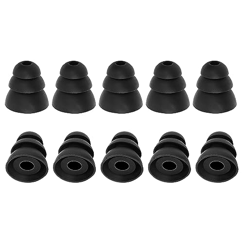 sourcing map 10 Stück Silikon Ohrstöpsel weiche Ersatz Ohrstöpsel Spitzen für 5mm Ohrstöpsel mit 3 Flansch Geräuschunterdrückung Dreifachflansch Ohrpolster für In Ear Kopfhörer, Schwarz von uxcell