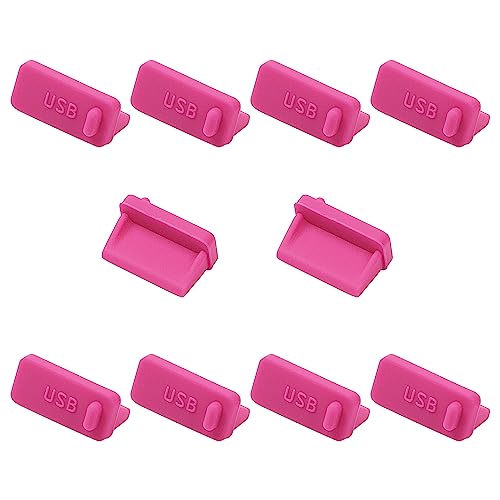 sourcing map 10 Stück Silikon Staubschutzstecker, USB A Typ Anti-Staub-Stecker Ladeanschluss Abdeckung Port Staubschutz für Desktop-Computer, Laptop, Rose von uxcell