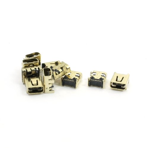 sourcing map 10 Stücke SMT Mini USB Jack Buchse Anschluss Socket Connector 8 Pin golden de de von uxcell