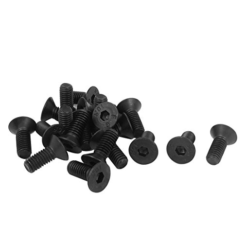 sourcing map 20 Stück M6 x 16mm Senkkopfschrauben Metrisch Flachkopfschrauben Senkkopfschrauben mit Innensechskant Schwarz von uxcell