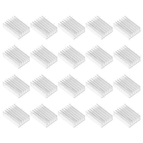 sourcing map 20pcs Kühlkörper Kit 20mm Aluminium Kühlkörper Kühlrippen Kühler Kühlkörper für Spannungswandler IC 3D Drucker Led Licht Geräte von uxcell