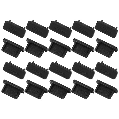 sourcing map 20pcs USB Type C Staubschutzstecker, Silikonabdeckung Staubstecker Kompatibel mit Samsung Galaxy s23/s22/s21/s20, Pixel, Typ C Android-Ladeanschlüsse, Schwarz von uxcell