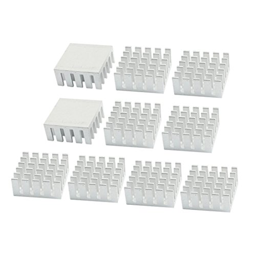sourcing map 22mm x 22mm x 10mm Kühlkörper Kühler Kühlrippen, Aluminium Kühlkörper für die Kühlung AM CPU Speicher 3D Drucker, 10pcs Silber von uxcell