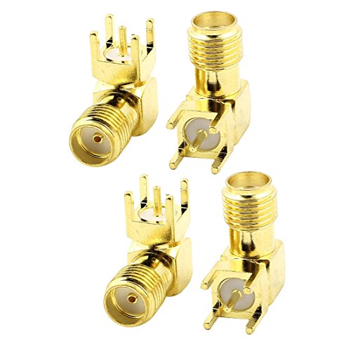 sourcing map 4Stk.Gold Ton SMA Female Jack Rechtwinklig Löt PCB Mount RF Stecker Adapter DE de von uxcell