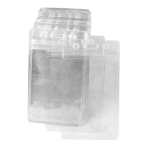sourcing map 50 Stück Transparente ID Ausweishalter Vertikale Kunststoff ID Kartenhalter mit wasserdichtem wiederverschließbarem Reißverschluss Name Tag Badge Holder für Büro Geschäft von uxcell