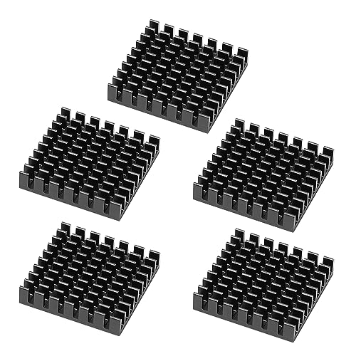 sourcing map 5PCS Aluminium Kühlkörper, 28x28x6mm quadratischer Kühlkörper Kühler Set zur Kühlung von 3D Druckern Schrittmotor Kühler Kühlkörper, Schwarz von uxcell