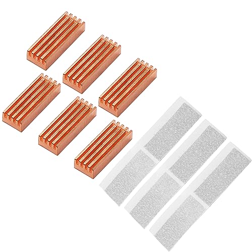 sourcing map 6PCS M.2 Reines Kupfer Kühlkörper, 22x8x5mm Selbstklebende Kühlrippen Nvme ssd Speicher Kühler Kühlkörper für Laptop PC DDR DDR3 von uxcell