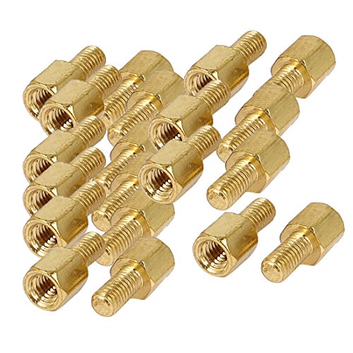 sourcing map M3 x 5mm + 6mm Motherboard Abstandshalter Stecker zu Innengewinde Messing Hexagon Hex Abstandshalter Schrauben - (20 Stck.) von uxcell