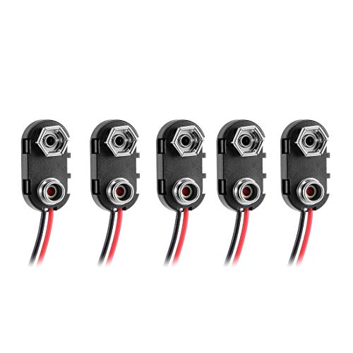 sourcing map Schwarz Rot lang Kabelanchluss 9 V Batterieklemmen Anschluss Schnalle 5 Stücke DE de von uxcell