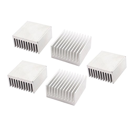 sourcing map sourcing map 5 Stücke Silber Ton Aluminium Kühler Kühlrippen Kühlkörper Heatsink 40x40x20mm von uxcell