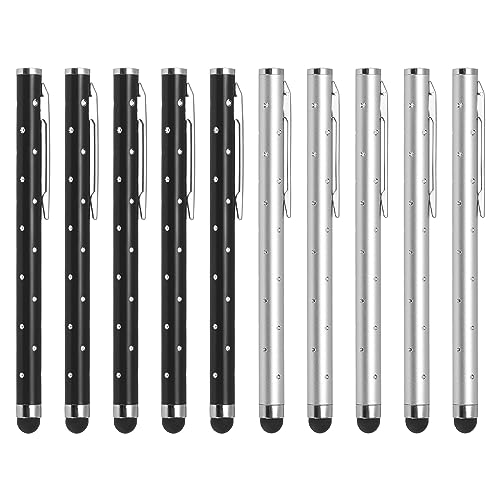 uxcell 10 x Glitzer-Strass-Stylus-Stifte für Touchscreens, universal, Metall, kapazitiver Stift für alle kapazitiven Touchscreen-Geräte, Schwarz/Silber von uxcell