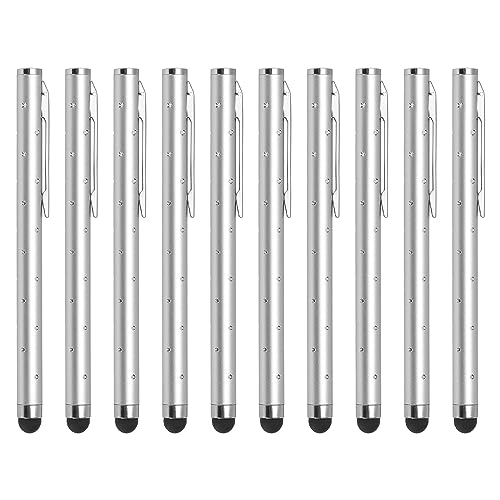 uxcell 10 x Glitzer-Strass-Stylus-Stifte für Touchscreens, universal, Metall, kapazitiver Stift für alle kapazitiven Touchscreen-Geräte, Silber von uxcell