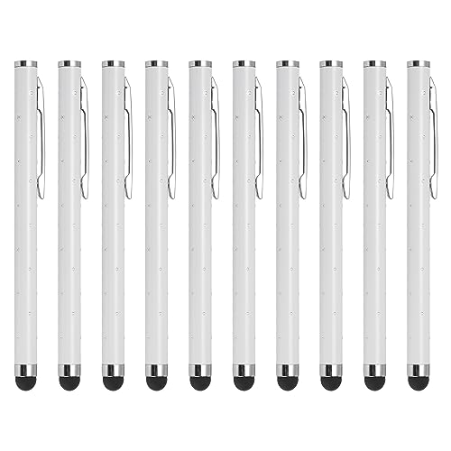 uxcell 10 x Glitzer-Strass-Stylus-Stifte für Touchscreens, universal, Metall, kapazitiver Stift für alle kapazitiven Touchscreen-Geräte, weiß von uxcell