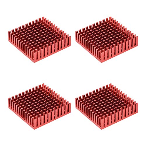 uxcell Kühlkörper in Kreuzform für Schrittmotor, 3D-Drucker, 40 x 40 x 11 mm, Rot, 4 Stück von uxcell
