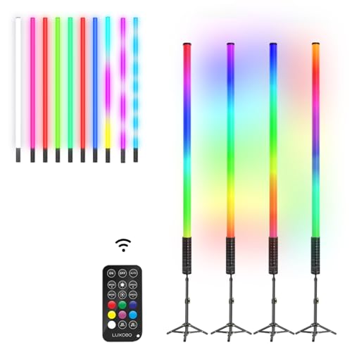 4 Stück LED Video Lichtstab 85 cm Mit ausziehbarem Stativ,LED Handheld Fotografie Lichtdimmbar und Speicher,Eingebauter Akku 5000 mAh,RGB-Fotolampe für YouTube,Spiel-Streaming,bar,Foto-Beleuchtung von uyled