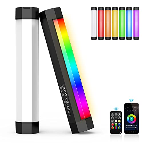 LUXCEO P200 LED Videoleuchte Leuchtstab Handheld Fotografie Licht Wasserdichtes 200-mm RGB Röhrenlicht,eingebauter Batteriemagnet mit APP-Fernbedienung,Kurze tragbare Mini-LED-Lampe,Studio-Fülllicht von uyled