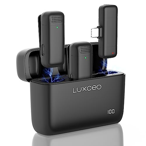 uyled Dual-Lavalier-Mikrofon Wireless USB-C,Ansteckmikrofon Kabellos mit Ladebox für Android,Rauschunterdrückung,Telefonmikrofone,ouTube,Facebook, Live-Stream,Vlog, Interviewaufzeichnung von uyled