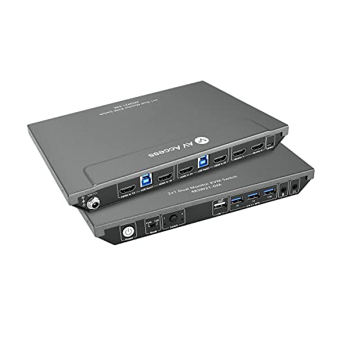 AV Access KVM Switch 2 Monitore, 4K@60Hz, 2K@144Hz HDMI KVM USB 3.0 Switch 2 PC 2 Computer Dual Monitor, Ultrabreiter Bildschirm Keyboard Mouse Hotkey Switch, HDMI 2.0 HDCP 2.2 mit 2 USB Kabeln von v AV Access