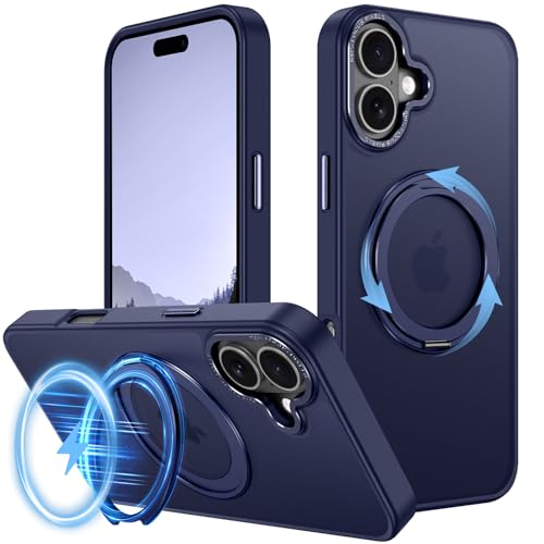 v-Golvin Starke magnetische Schutzhülle für iPhone 16 Plus mit Ständer, passend für MagSafe, um 360 ° drehbares Ringdesign, durchscheinende, matte Textur, militärische Qualität, stoßfest, Dunkelblau v-Golvin Starke magnetische Schutzhülle für iPhone 16 Plus mit Ständer, passend für MagSafe, um 360 ° drehbares Ringdesign, durchscheinende, matte Textur, militärische Qualität, stoßfest, Dunkelblau von v-Golvin