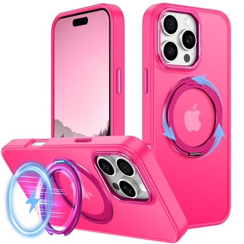 v-Golvin Starke magnetische Schutzhülle für iPhone 16 Pro Max mit Ständer, passend für MagSafe, um 360 ° drehbares Ringdesign, durchscheinende, matte Textur, militärische Qualität, stoßfest, Hot Pink v-Golvin Starke magnetische Schutzhülle für iPhone 16 Pro Max mit Ständer, passend für MagSafe, um 360 ° drehbares Ringdesign, durchscheinende, matte Textur, militärische Qualität, stoßfest, Hot Pink von v-Golvin