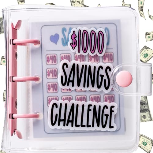 v2croft 1000 Savings Challenge Binder Money Saving Challenges Book with Cash Envelopes Budget Binder Cash Saving Organizer (Pink) von v2croft
