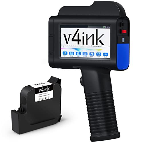 v4ink B35 Handheld Inkjet Tragbarer Drucker mit HD LED Touch Screen Verwendung für QR-Code Barcode UPC Produktionsdatum Logo Batch Nummer auf jeder porösen Oberfläche von v4ink