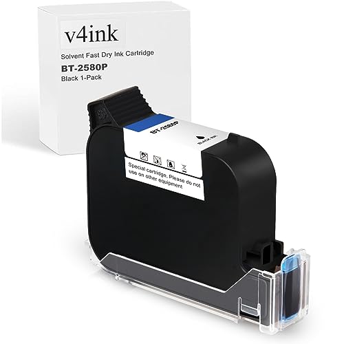 v4ink Original Tintenpatrone Solvent Schnell Trocknend 42 ml Tintenpatrone Ersatz für BT-HH6105B2/BT-HH6105B3 B10 Hand-Tintenstrahldrucker (Schwarz 42 ml) von v4ink
