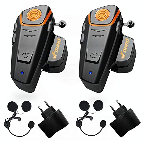 Qaurora BT-S2 1000m Bluetooth Headset Wasserdichtes BT Motorrad Motorrad Helm Intercom Interphone Headset f¨¹r 2 oder 3 Fahrer und 2,5 mm Audio f¨¹r Walkie Talkie GPS Hands Free MP3 Player FM Radio von vFound