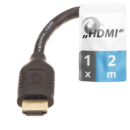 valonic HDMI Kabel, 2m - 4k, ARC, UHD, Full HD, Ethernet - schwarz - 200cm TV Kabel, Monitorkabel, hdmi cable für PC, PS5 oder Switch von valonic