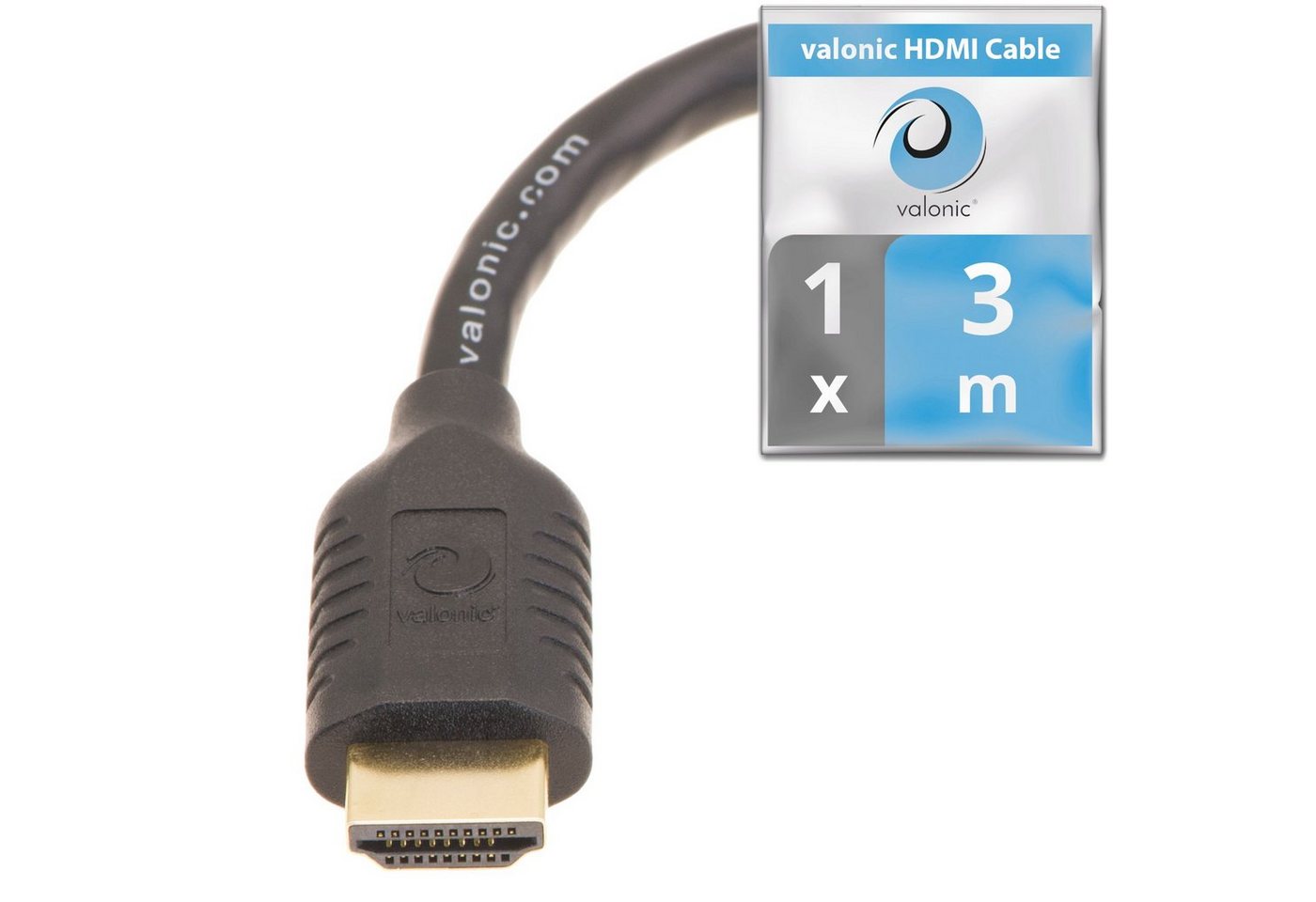 valonic valonic - HDMI Kabel, 3m, Full HD, Ethernet HDMI-Kabel, HDMI Typ A, HDMI Typ A (300 cm), HDMI von valonic