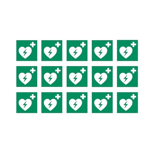 15 Aufkleber Defibrillator - ø 9,8 cm - UV- und witterungsbeständig - ISO 7010 - nachhaltig - Gebotszeichen Gebotsschild Schild (9,8, Defibrillator) von vamani