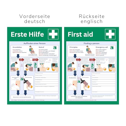Erste Hilfe Plakat - DIN A2 - deutsch und englisch - gefalzt - Poster Aushang Schild (1, DIN A2) von vamani