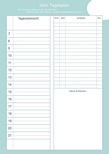 Tagesplan Block A5 100 Blatt - Zeitmanagement Zeitplanung Zeitplantool von vamani