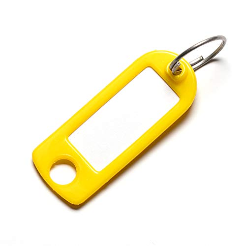 Schlüsselanhänger gelb mit Schild und Ring - 5 Stück - Schlüsselschild zum Beschriften und Auswechseln - stabile Ausführung von van den Heuvel