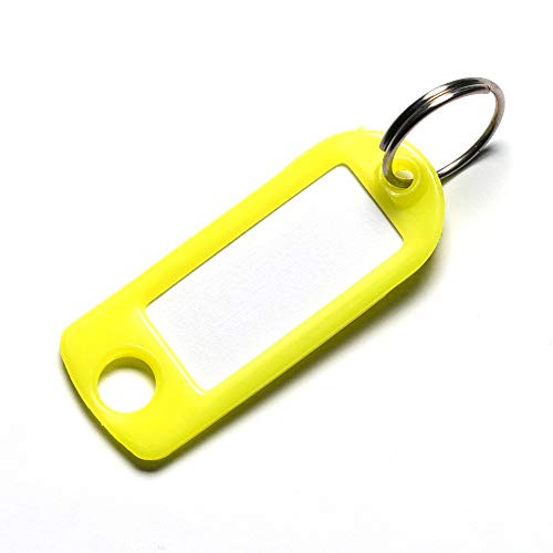 Schlüsselanhänger neon-gelb mit Schild und Ring - 5 Stück - Schlüsselschild zum Beschriften und Auswechseln - stabile Ausführung von van den Heuvel