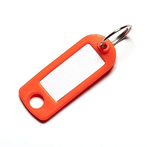 Schlüsselanhänger orange mit Schild und Ring - 5 Stück - Schlüsselschild zum Beschriften und Auswechseln - stabile Ausführung von van den Heuvel