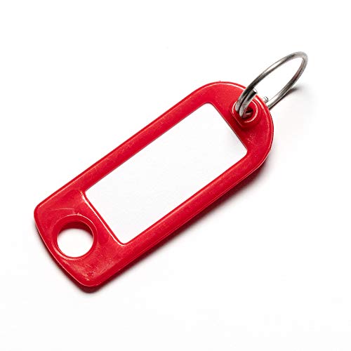 Schlüsselanhänger rot mit Schild und Ring - 5 Stück - Schlüsselschild zum Beschriften und Auswechseln - stabile Ausführung von van den Heuvel