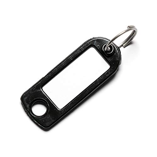 Schlüsselanhänger schwarz mit Schild und Ring - 5 Stück - Schlüsselschild zum Beschriften und Auswechseln - stabile Ausführung von van den Heuvel