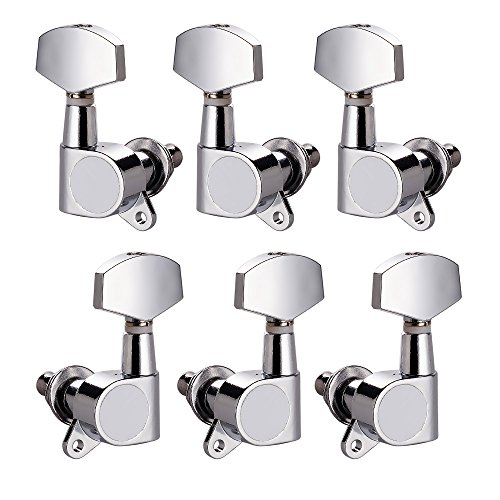 Vangoa 6 Stück Mechaniken Stimmwirbel, Gitarren Mechaniken, Mechaniken Knöpfe für Akustische Gitarre E-gitarre, Akustikgitarre Knöpfe Gitarren Saiten Stimmgerät, Silber (3R 3L) von vangoa