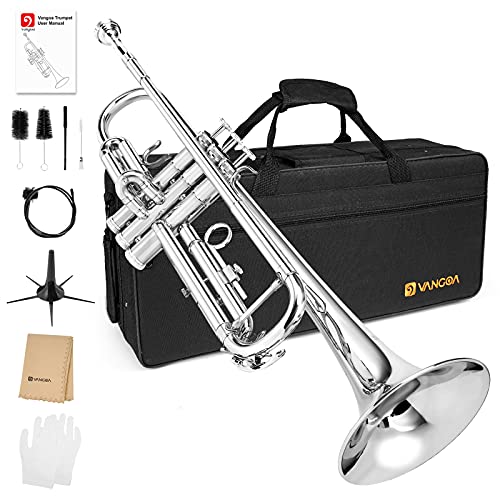 Bb Standard Trompete Set Nickel Messing Trompeten für Anfänger Studenten Erwachsene, Silber Besuche den vangoa-Store von vangoa