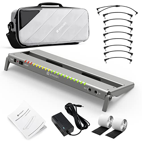 Vangoa Gitarre Pedal Board mit integrierter isolierter Stromversorgung, VPPD-S Aluminium kleines tragbares, faltbares, elektrisches Gitarren-Pedalboard mit Tragetasche, 1.27kg, grau von vangoa