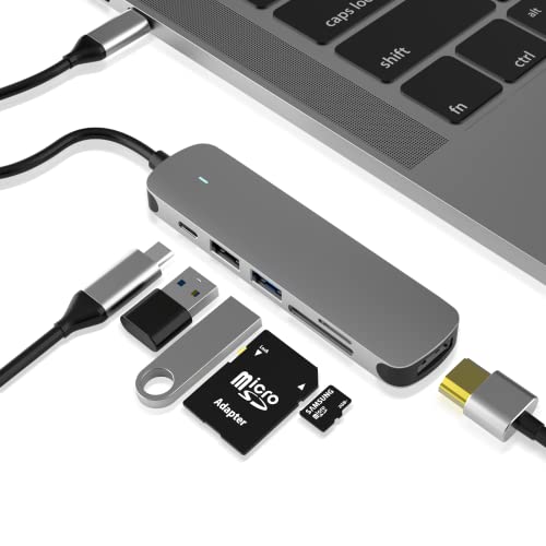 USB C HUB, Dongle USB C Adapter 6 in 1 mit USB 3.0 Anschluss, 4K-HDMI, USB C Anschluss/PD, SD/TF Kartenleser, Dockingstation Kompatibel mit MacBook Pro/Air Laptop und weiteren Typ C Geräten USB C HUB, Dongle USB C Adapter 6 in 1 mit USB 3.0 Anschluss, 4K-HDMI, USB C Anschluss/PD, SD/TF Kartenleser, Dockingstation Kompatibel mit MacBook Pro/Air Laptop und weiteren Typ C Geräten von varkda