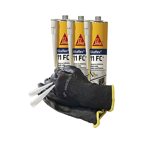 Sika Sikaflex 11 FC Purform PU Kleber und Dichtmasse - klebt und dichtet haftstark, 300ml uniweiß 3er Set mit 5 Düsenspitzen von vasalat